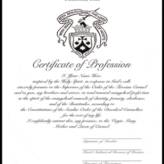 Carmelite Certificate of Profession