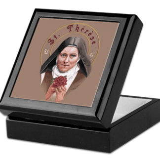 Saint Therese with a Rose Keepsake/Rosary Box by Teresa Satola, Ltd.
